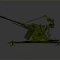 Military Green Camouflage Artillery Weapon Featuring Mounted Structure And Long Barrel