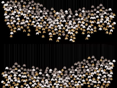 Modern Decorative Chandelier With Gold And White Small Hanging Lights Design 3d model