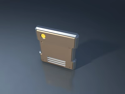 Sleek Modern Swing Door Featuring Durable Metal Build Silver Surface And Yellow Accent 3d model
