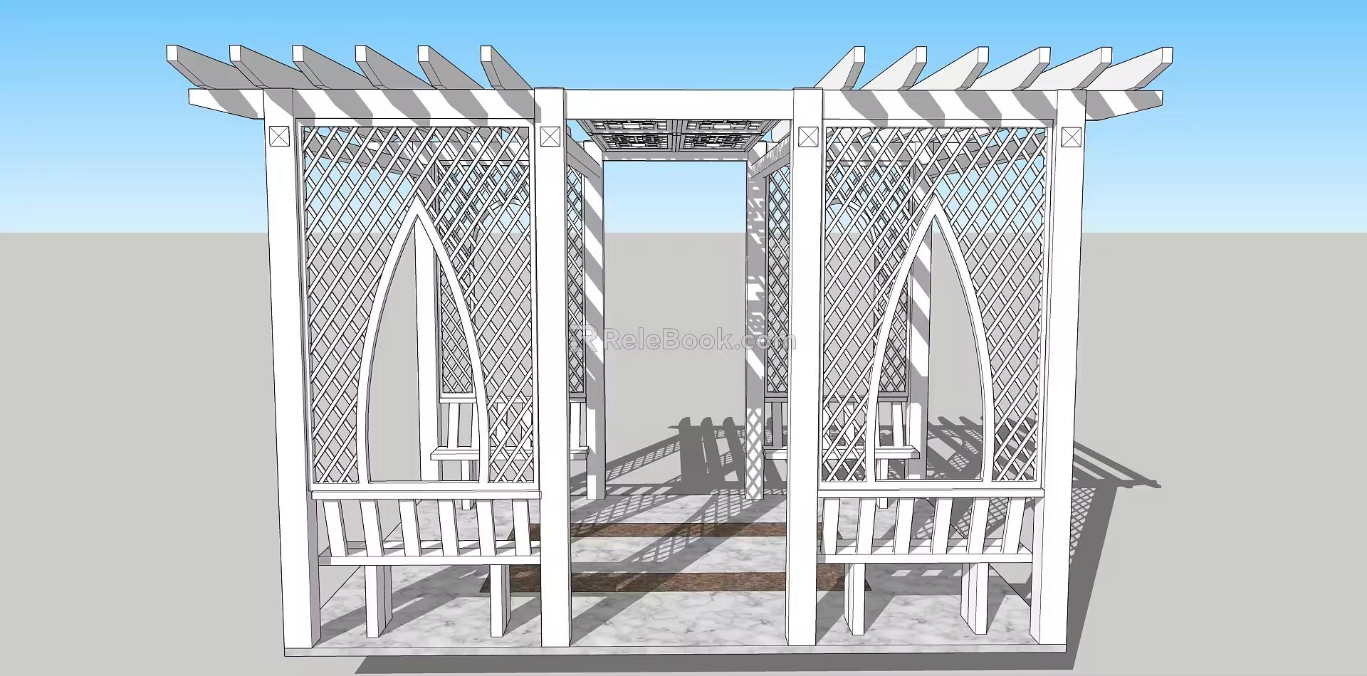 New Chinese Style Gallery Rack Grape Rack Flower Rack 3d model