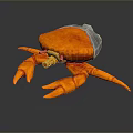 Orange Aquatic Crab Featuring Silver Shell Part In 3D Rendered Dark Background With Reflection 3d model