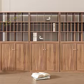 Natural Wooden Bookshelf Design With Open Shelves Cabinets Decorative Plant And Books