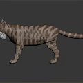3D Model of a Cat With Brown White Stripes Red Eyes and Standing Pose