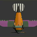 Colorful Cosmic Biplane Aircraft Model With Orange Green Pink And Black White Stripes