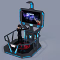 Interactive VR Experience Platform With User Wearing Headset And Large Screen