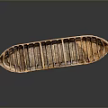 Detailed Handcrafted Vintage Wooden Boat With Brown Seats Lighted On Dark Background