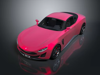 Pink Sports Car With Sleek Design And Shiny Exterior On Dark Background 3d model