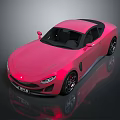 Pink Sports Car With Sleek Design And Shiny Exterior On Dark Background