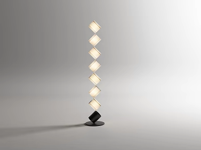 Modern Minimalist Floor Lamp With Vertical Diamond Shaped Shades And Black Base 3d model
