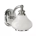 Modern Chrome Wall Light With White Ceramic Shade Round Base And Curved Arm
