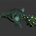 Fantasy Game Movie Character With Teal Body Yellow Eyes Spots And Finned Limbs