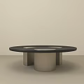 Modern Round Black Coffee Table With Cutout Design And Silver Base 3d model