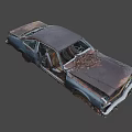 Abandoned Rusty Old Car With Faded Paint Broken Windows And Rusty Body