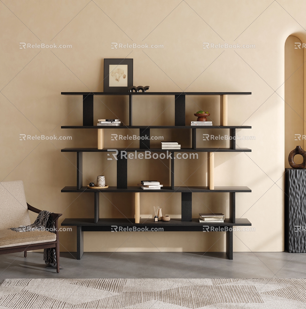 Quiet Wind Bookshelf Decorative Rack Antique Style Bookshelf Decorative Rack 3d model