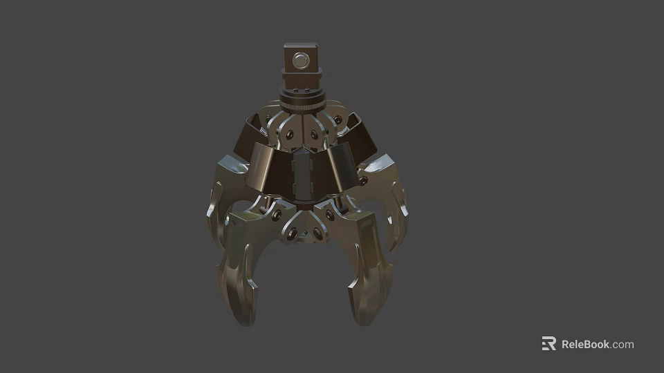 Industrial Metal Mechanical Gripper With Multi Jaw Structure And Bolts 3d model 