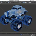 Pink Toy Monster Truck With Large Black Tires And Candy Themed Design
