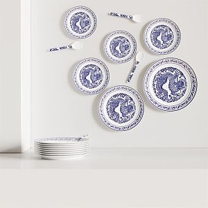 New Chinese Plate Wall Decoration Blue and White Porcelain Wall Decoration 3d model