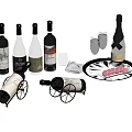 Elegant Wine Bottles And Glasses Display With Metal Racks Champagne Flutes And Trays
