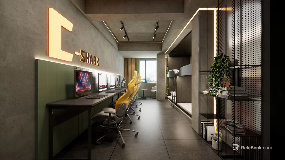 Modern Hotel Guest Room With Workstation And Comfortable Seating 3d model 