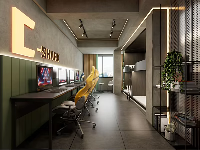 Modern Hotel Guest Room With Workstation And Comfortable Seating 3d model