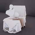 School Art Classroom With White Bust Statue White Ball And Wooden Chair Covered In Cloth
