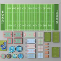 Football Field Layout Design With Yard Markers And Various Sports Field Diagrams