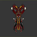 Futuristic Cosmic Spaceship With Red Black And Yellow Aerodynamic Design For Interstellar Travel