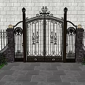 European-style iron gate 3d model