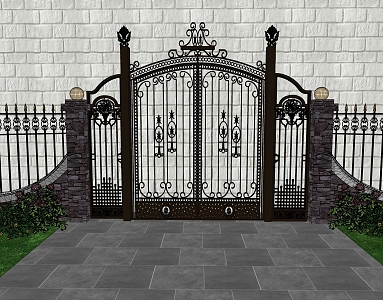 European-style iron gate 3d model