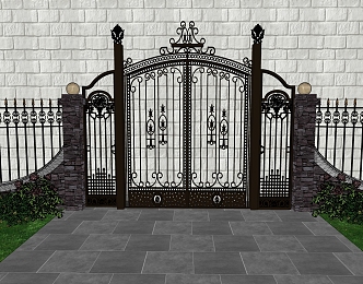 European-style iron gate 3d model