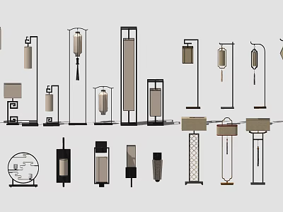 Modern Lighting Fixture Set with Floor Lamps Pendant Lights and Table Lamps 3d model