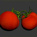 Cluster Of Ripe Red Tomatoes With Fresh Green Stems On Shiny Surface