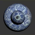 Exquisite Gourd Shaped Ceramic Sculpture Carving With Intricate Blue And White Patterns On Vase