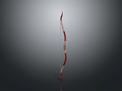 Red And White Curved Bow With Stylish Design As Traditional Weapon 3d model