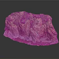 Detailed Rock Model With Layered Formation Green Vegetation And Cave Structure