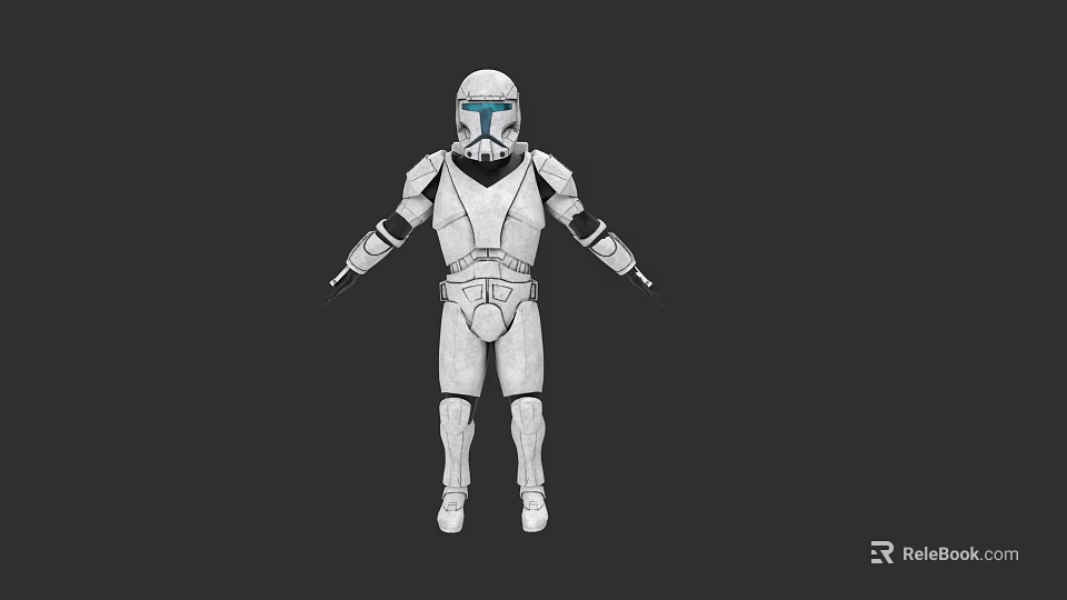 Clone Trooper Game Movie Character With White Armor And Blue Helmet 3d model 