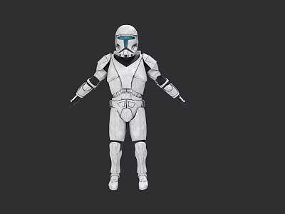 Clone Trooper Game Movie Character With White Armor And Blue Helmet 3d model