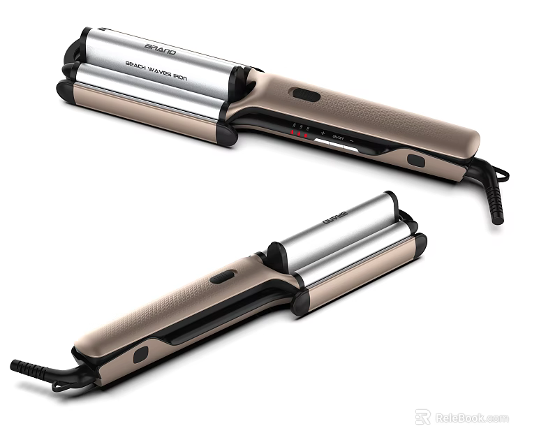 Modern Golden Curling Iron With Smooth Styling Barrel And Ergonomic Handle 3d model 