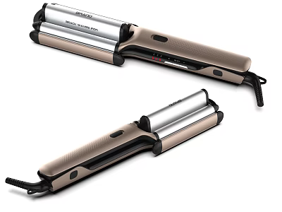 Modern Golden Curling Iron With Smooth Styling Barrel And Ergonomic Handle 3d model
