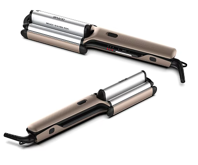 Modern Golden Curling Iron With Smooth Styling Barrel And Ergonomic Handle 3d model