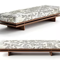 Stylish Sofa Bench With Decorative Patterned Cushion And Wooden Frame Base