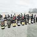 Elegant Assorted Wine Bottles and Glasses Arranged in Collection on White Background