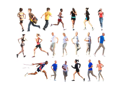 Group of People Running and Exercising in Various Fitness Poses 3d model Group of People Running and Exercising in Various Fitness Poses 3d model