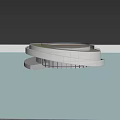 Modern Waterfront Pavilion Featuring Curved Glass Facade And Water Reflection Sunset View 3d model
