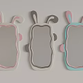 Cute Rabbit Ear Shaped Mirrors in Pink Gray Blue for Children Nursery Decor