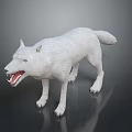 White Wolf Game Movie Character With Open Mouth Blue Eyes 3D Rendered Dark Background