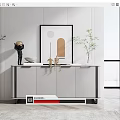 Modern Console Cabinet Sideboard With Minimalist Design Decorative Items And Indoor Plants