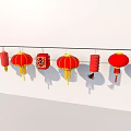 Traditional Red Decorative Lanterns Hanging For Home Living Decoration