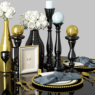 Light Luxury Tableware Decoration 3d model