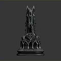 Metallic Chess Knight Sculpture With Intricate Design And Decorative Base